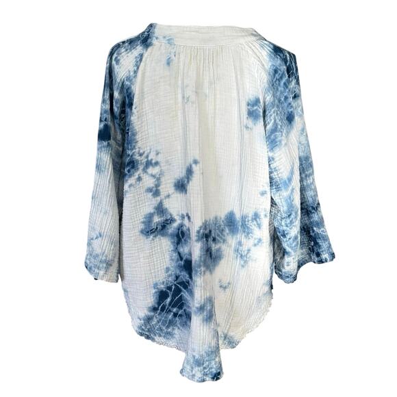 9Seed 9 Seed Marrakesh Dashiki Tie Dye Coverup Tunic Top Gauze Flowy Made in USA - Picture 2 of 4